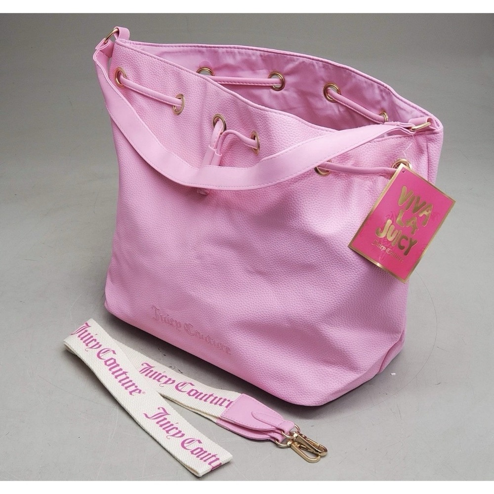Juicy Couture Viva La Juicy Pink PVC Bucket Bag Tote Large 12x12 NWT